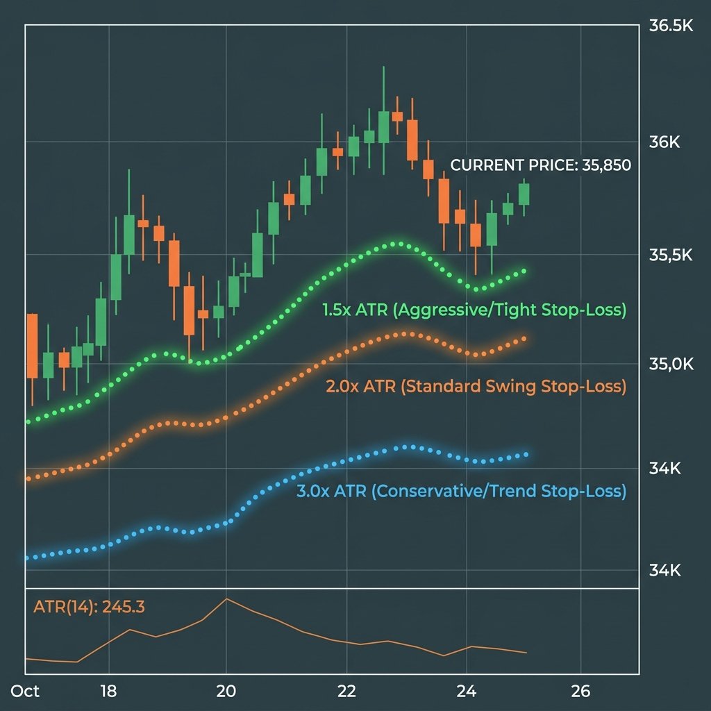 Trading charts outlining position sizing risk metrics and stop-loss boundaries