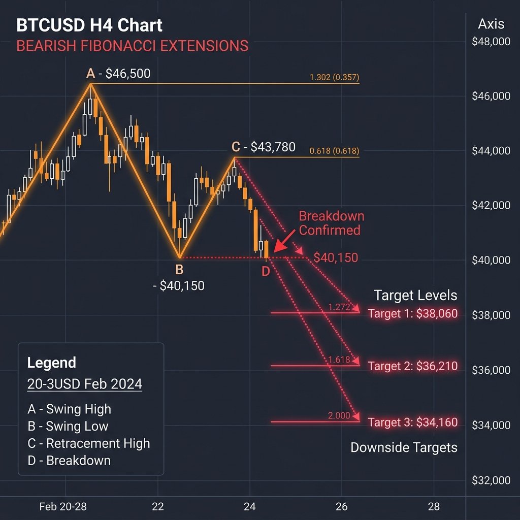 Technical chart showing Fibonacci price channel lines and trend support zones