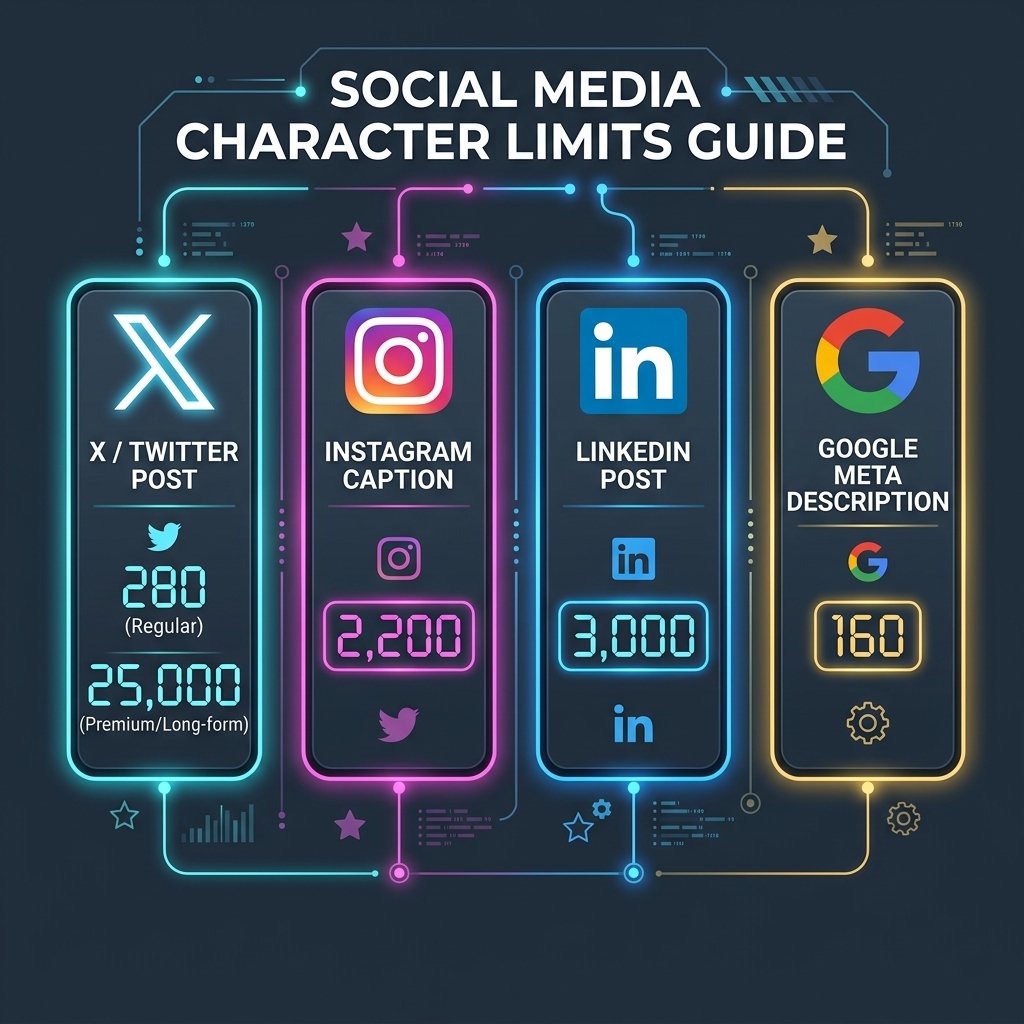 Character counter interface highlighting character limits for social posts