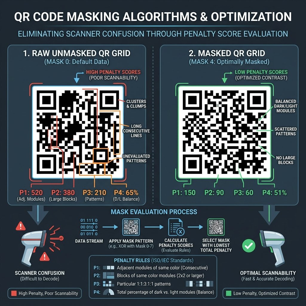 QR code layout structure displaying finder patterns and quiet zone margins